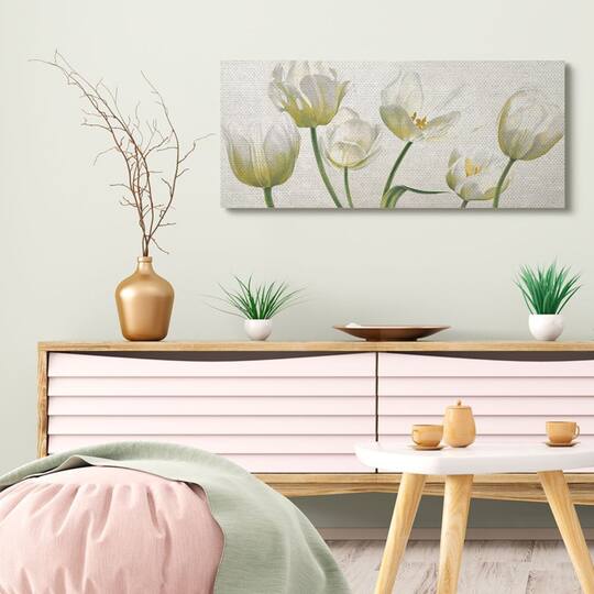 Stupell Industries Soft White Blooming Tulip Petals Canvas Wall Art